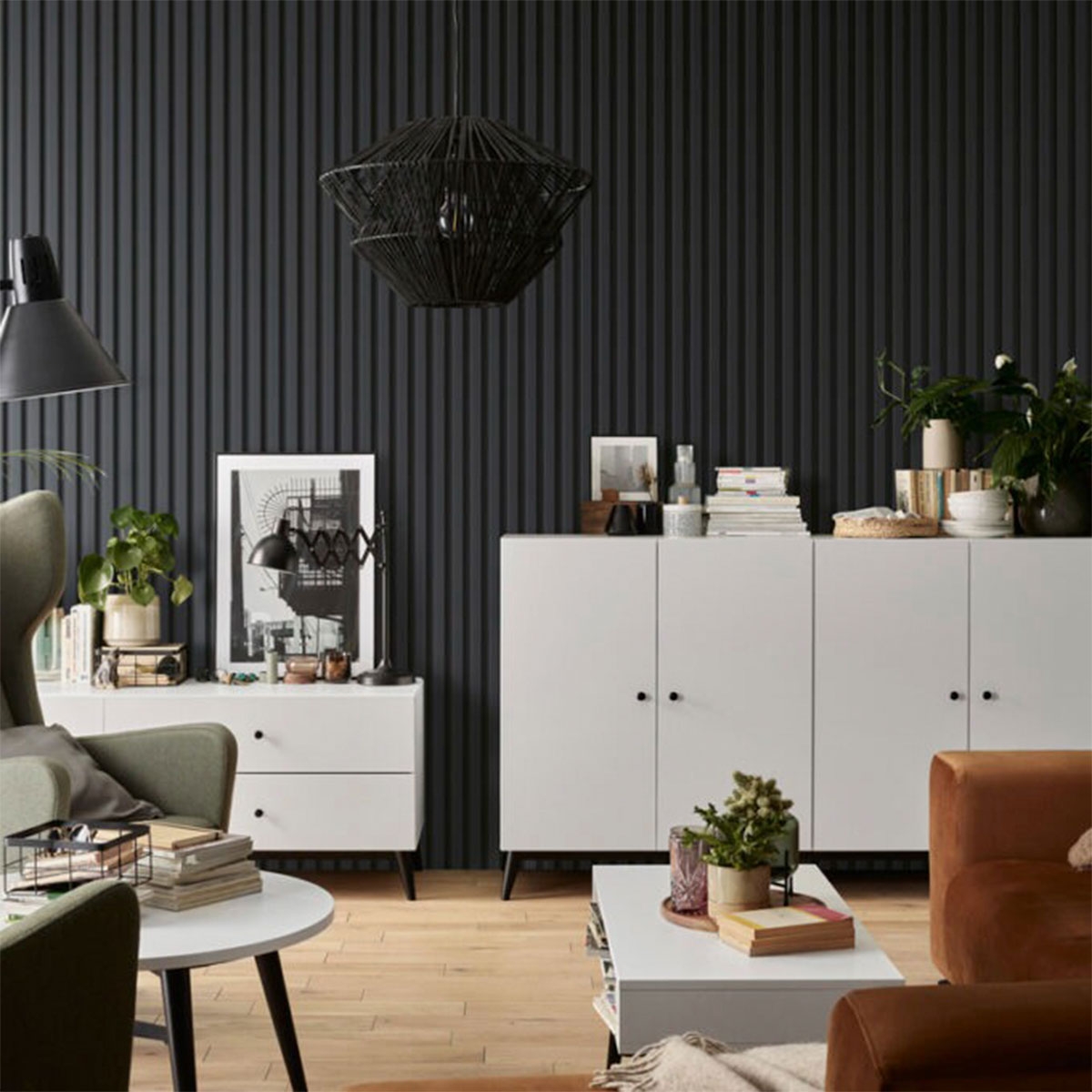 Intérieur avec panneau Linerio L-Line Anthracite 265x12,2x2,10