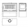 Measurements Front wood stove 3 sides with log holder and turbines M-103 LK