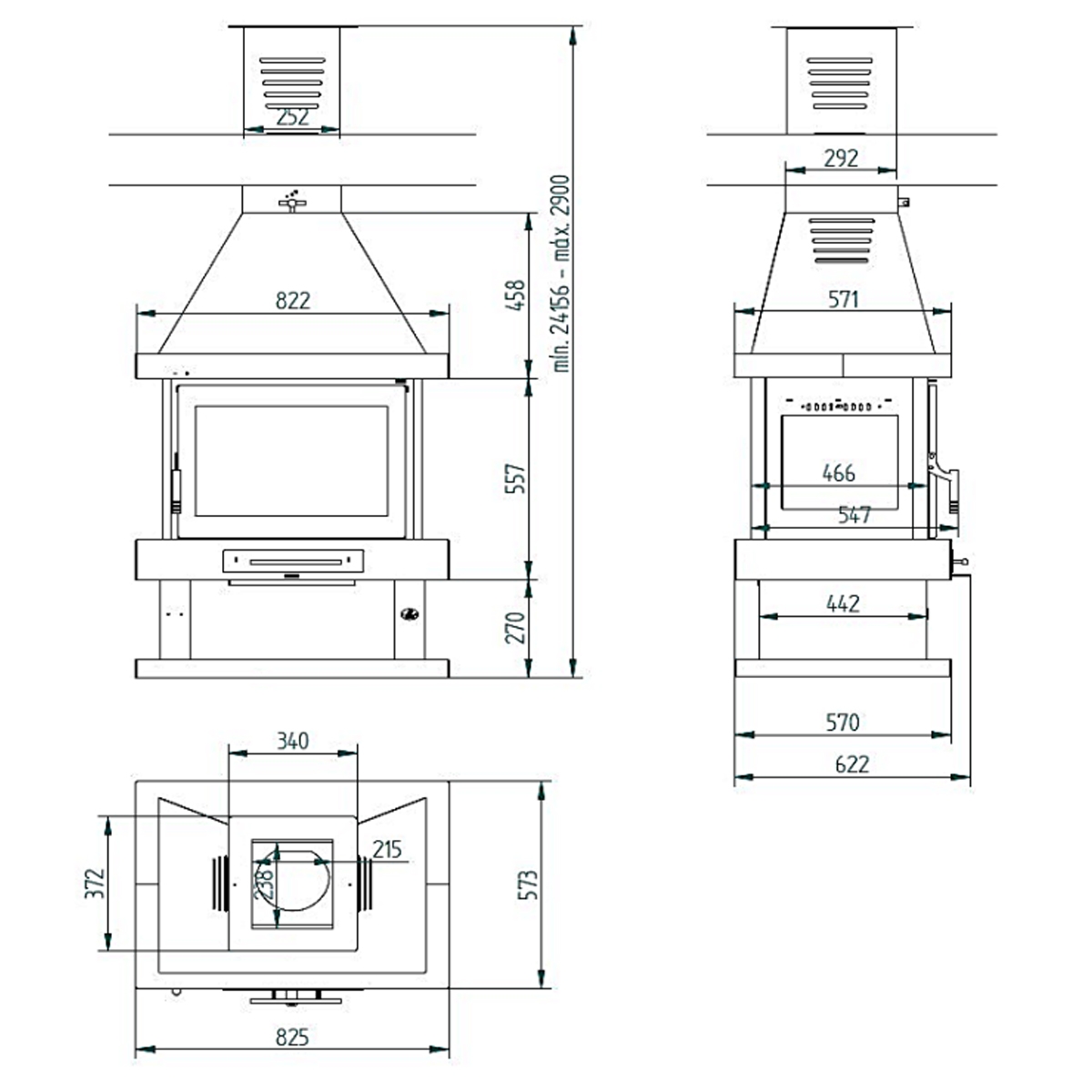 zentrale Schornsteinmaße C-104