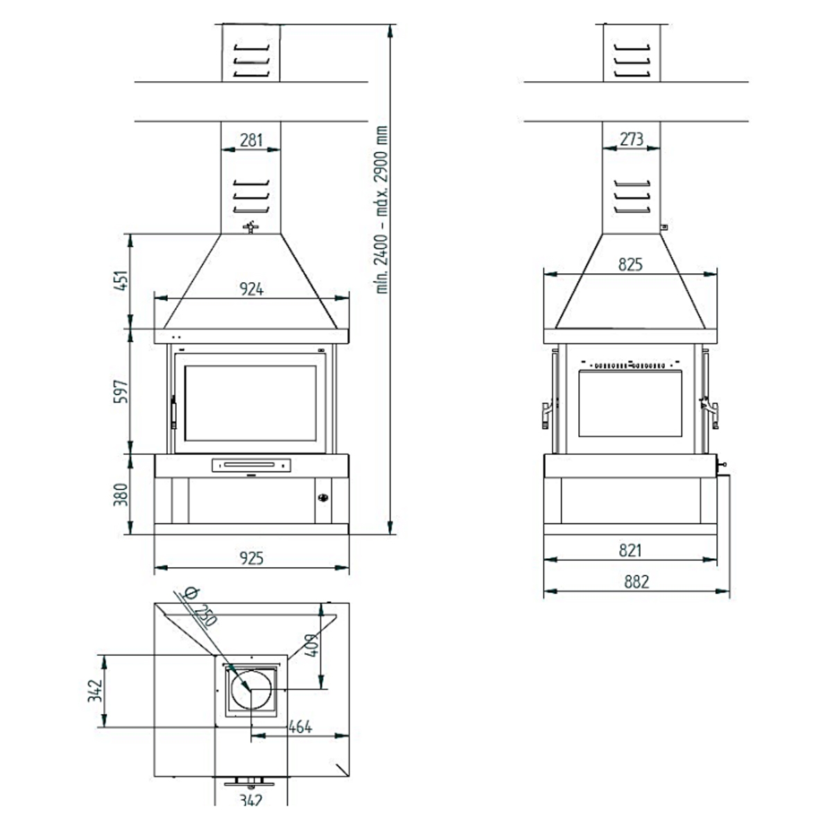 Central chimney C-204 measures