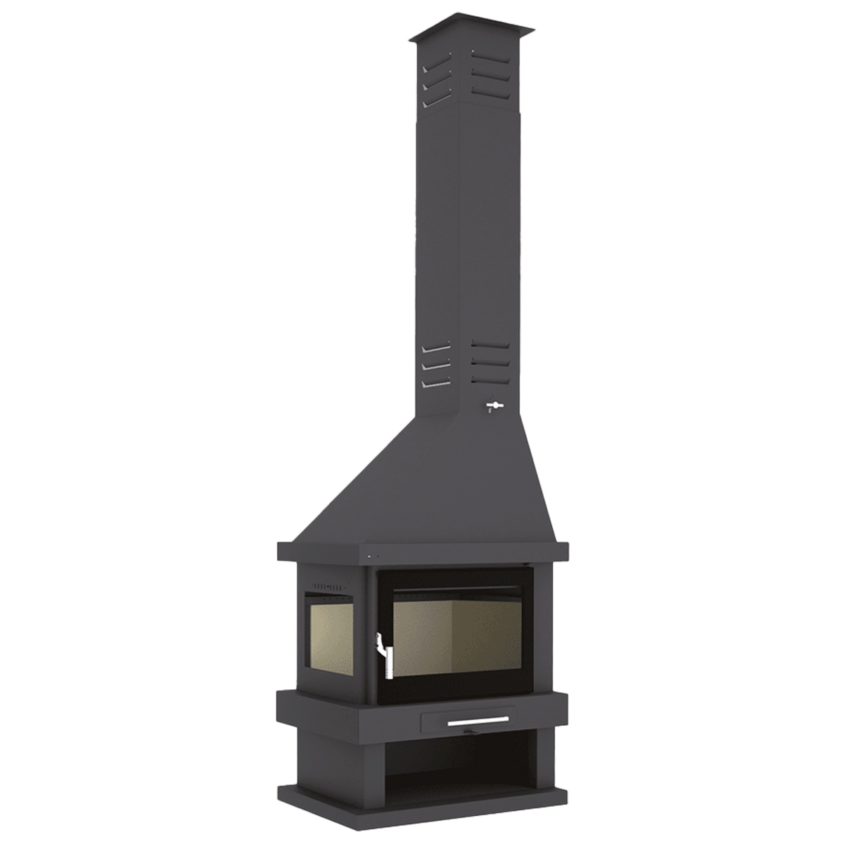 chimenea de esquina a izquierdas C-302 con cristal serigrafiado