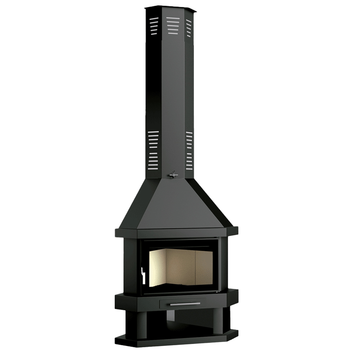 Eckkamin C-200 R mit siebgedrucktem Glas