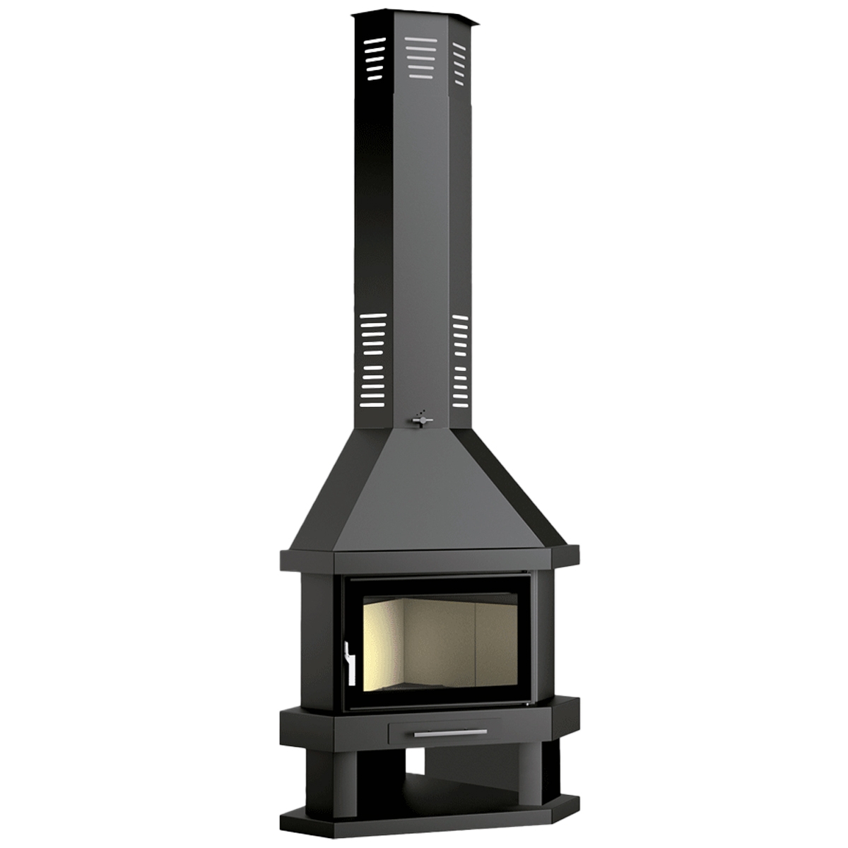 chimenea de rincon C-300 RK con cristal serigrafiado
