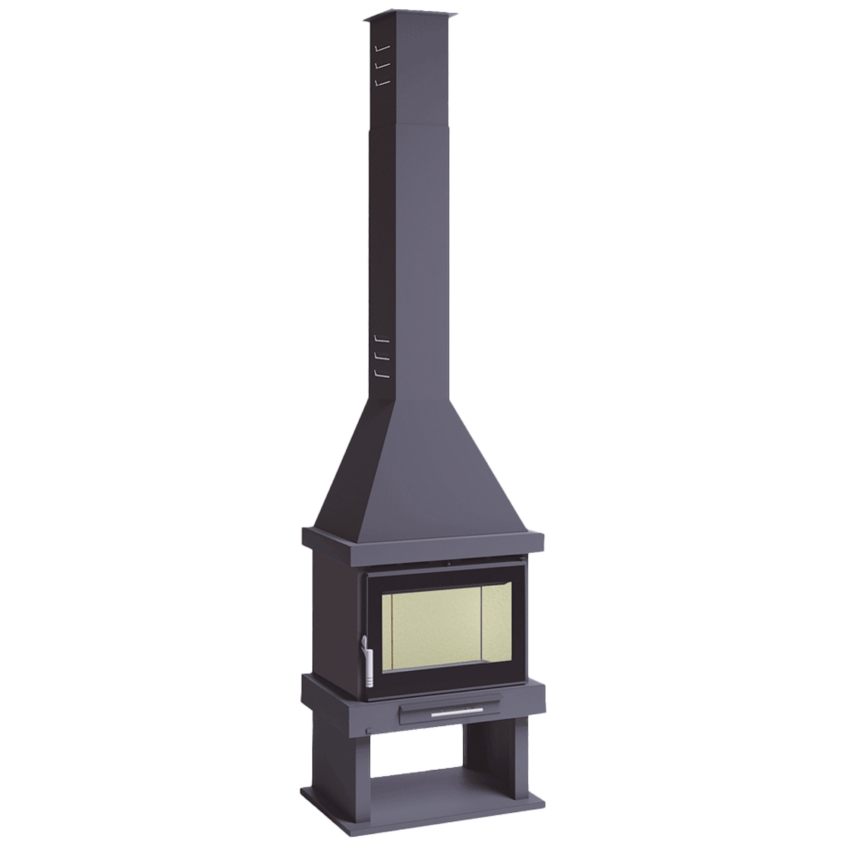 chimenea frontal C-300 T con cristal serigrafiado e interior vermiculita