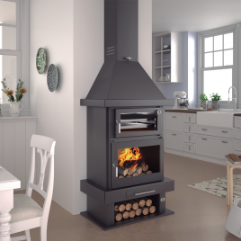 Chimenea de leña frontal con horno C-300 H + Regalo directo
