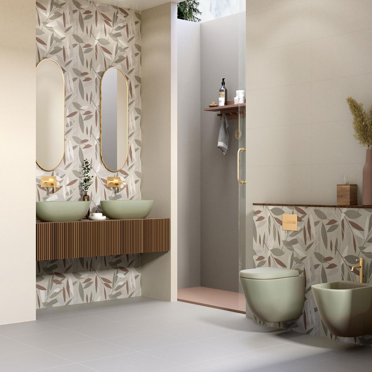 Salle de bain avec revêtement mural Essenza Perla 30x90