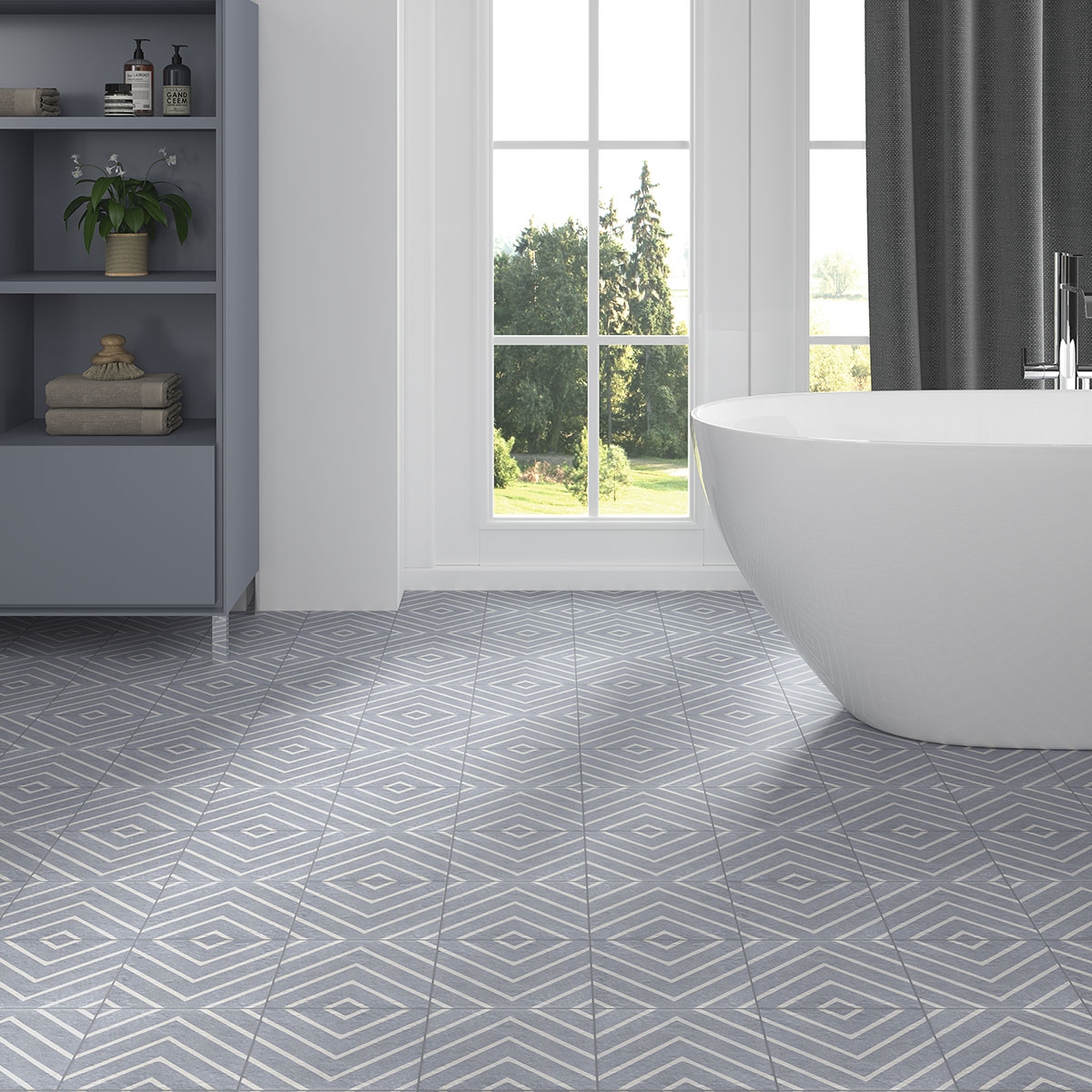 amb Baño con pavimento Blue Water Decor Blue One 20x20 (Caja 1m2)