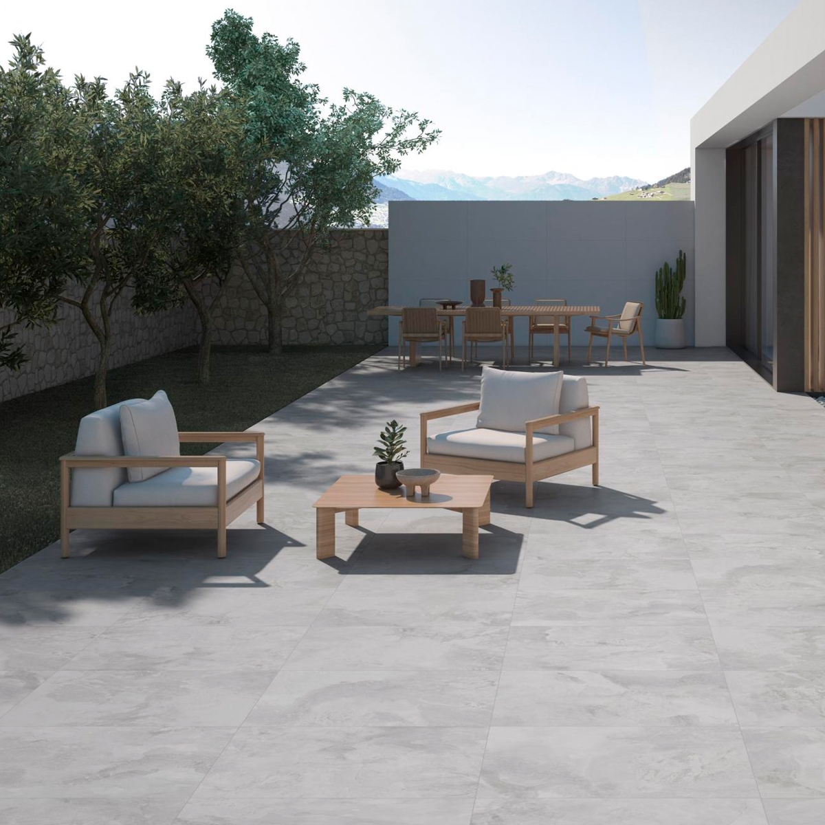 Exterior com pavimento antiderrapante Okai Pearl