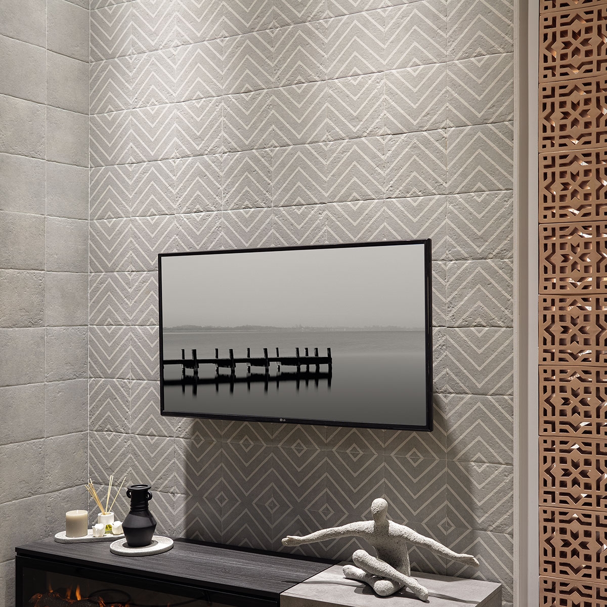 Sala con revestimiento Grey Neutral Decor Grey One 20x20 cm (Caja 1 m2)