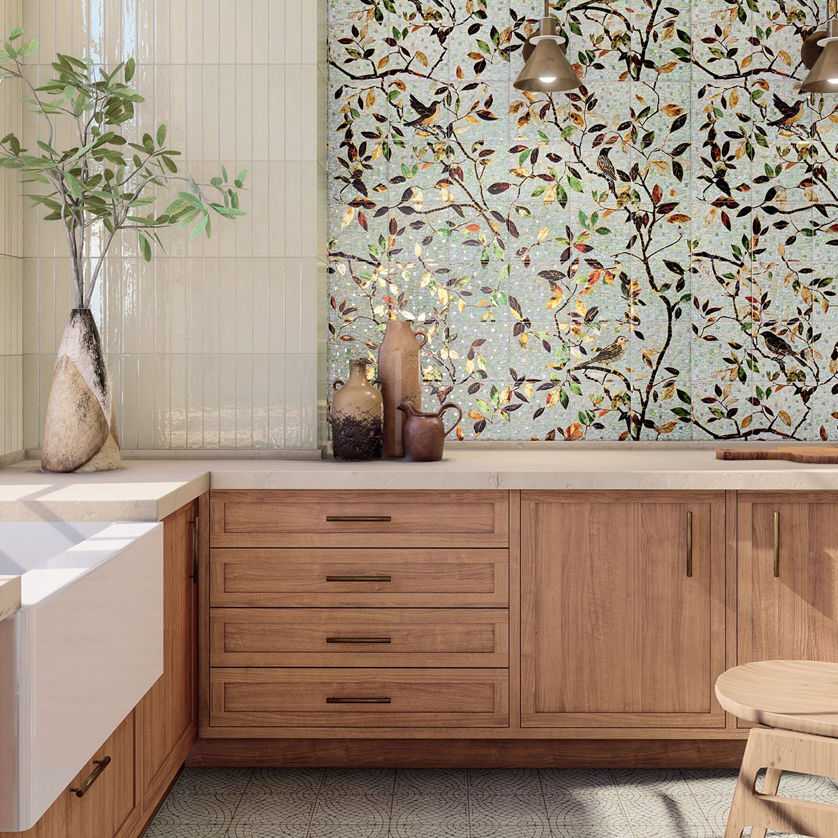 Cocina con revestimiento Mosaico Decor Tiffany 20x20 (Caja 1m2)