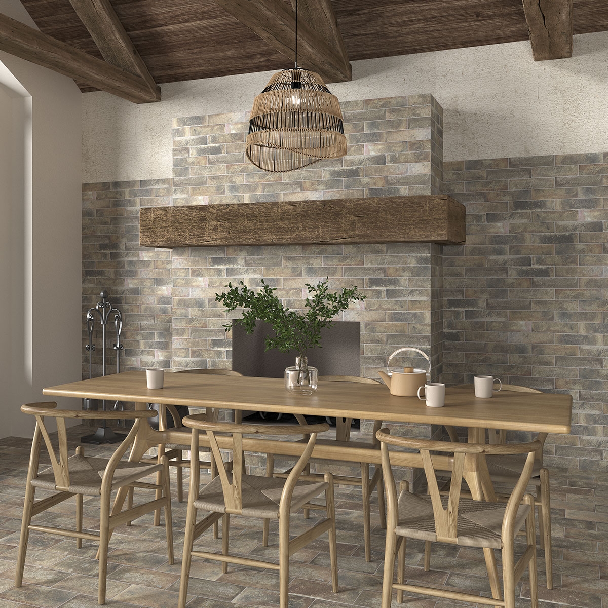 Sala con revestimiento Argile Terra 7,5x30 (Caja 0,50m2)