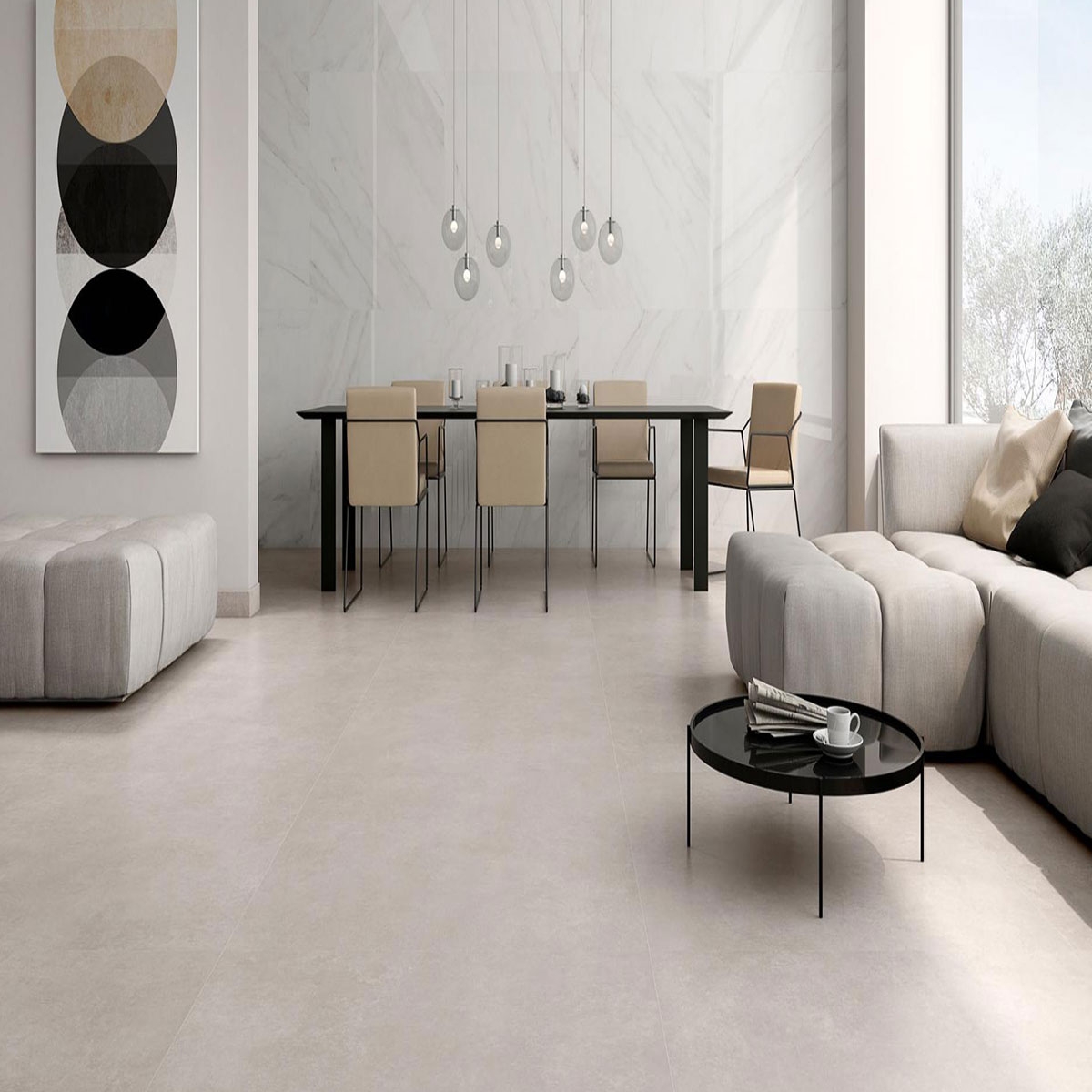 Intérieur avec revêtement Tresana White Satin 120x120 (Boîte 1,44 m2)