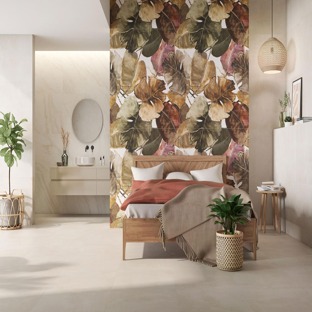 Interior com Revestimento Branco Cetim Tresana 60x120