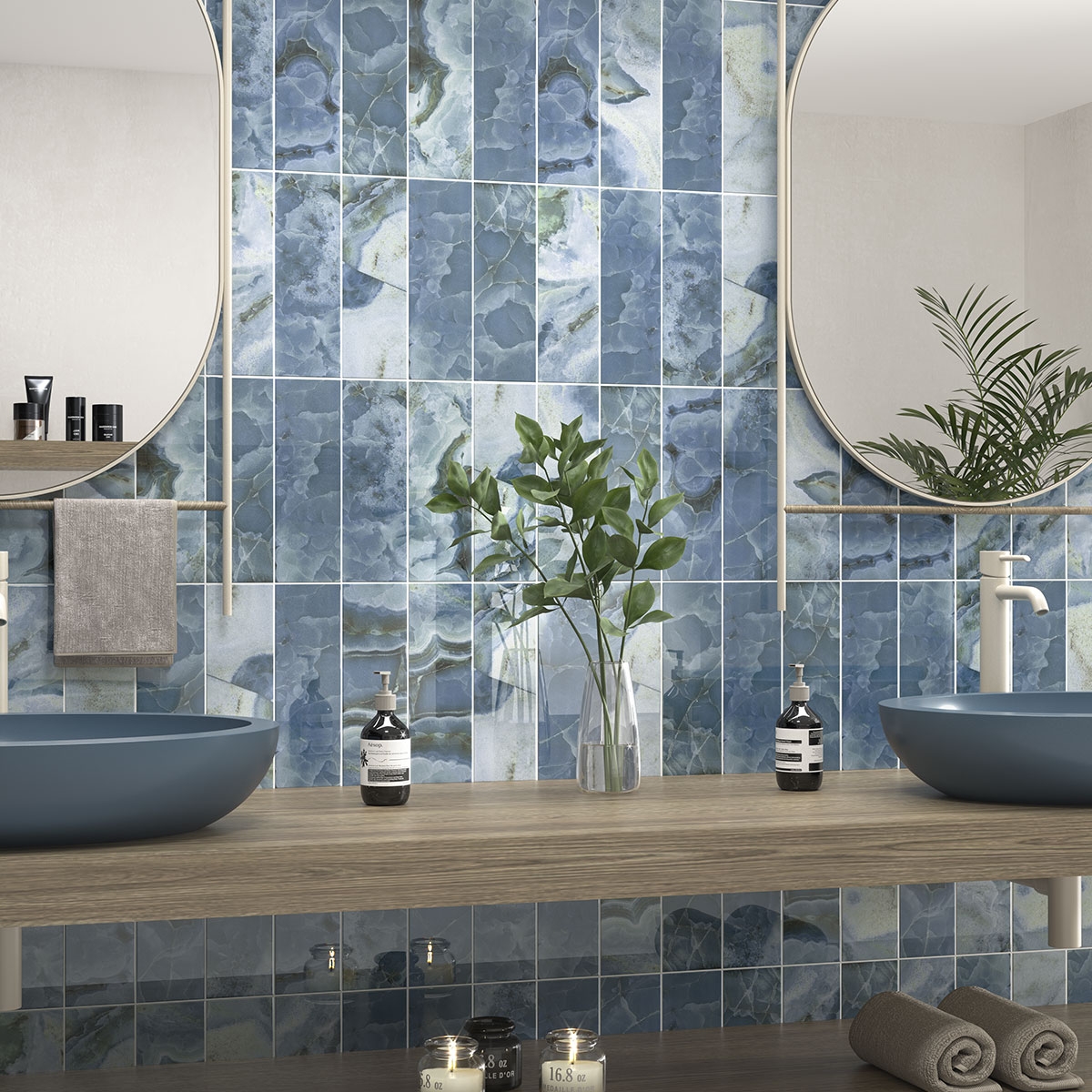 Baño con revestimiento Chloe Aqua 10x30 cm (Caja 1.0201 m2)