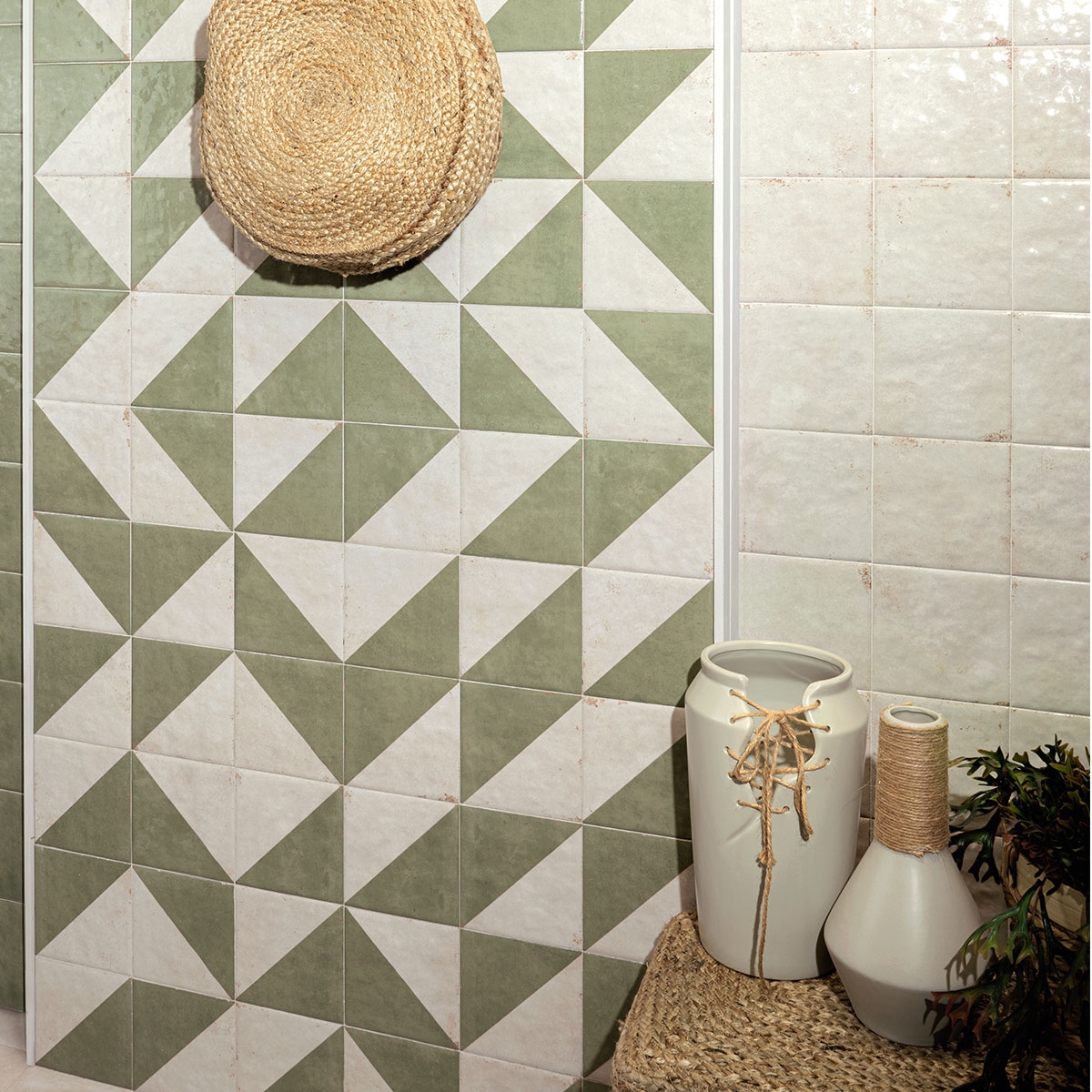 Interior com revestimento Marrakech Tetuan Jade 15x15 cm