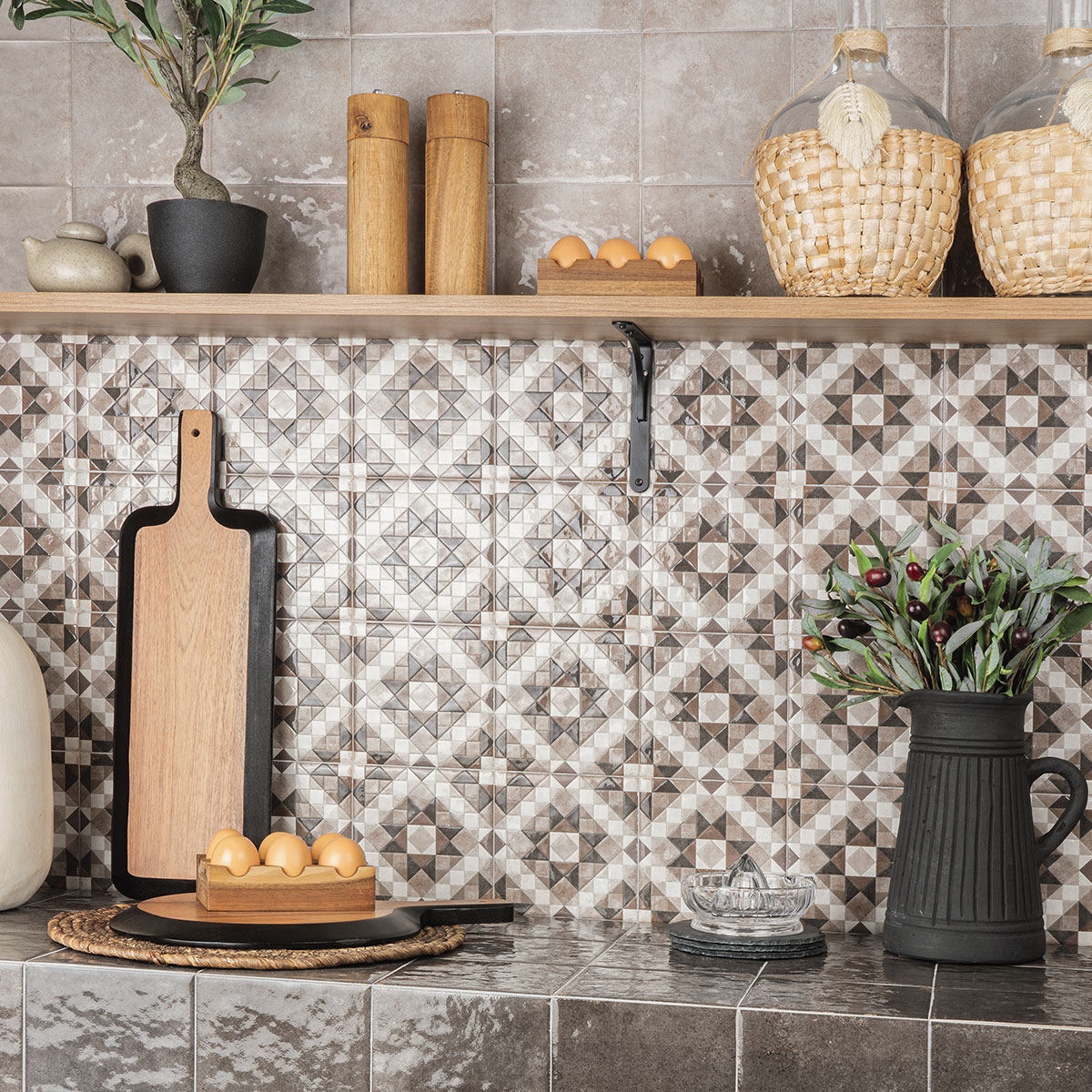 Cozinha com Marrakech Agadir Revestimento prateado 15x15 cm (Caixa 0,5 m2)