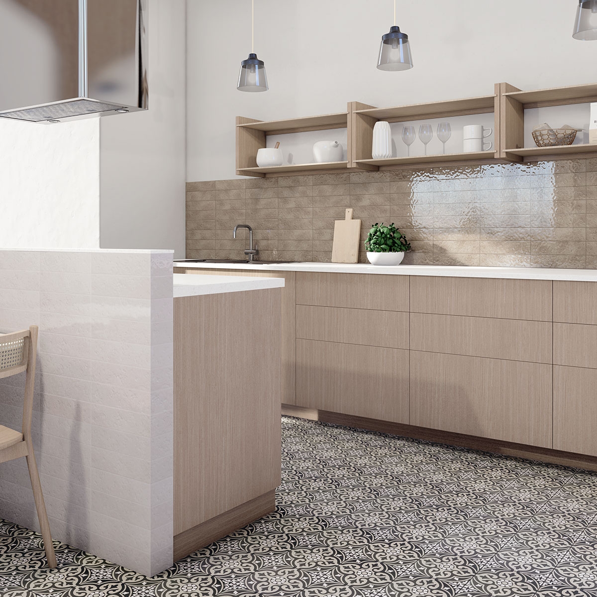 Cozinha com revestimento Amalfi Pietra 7.5x30 (Box 0.50m2)