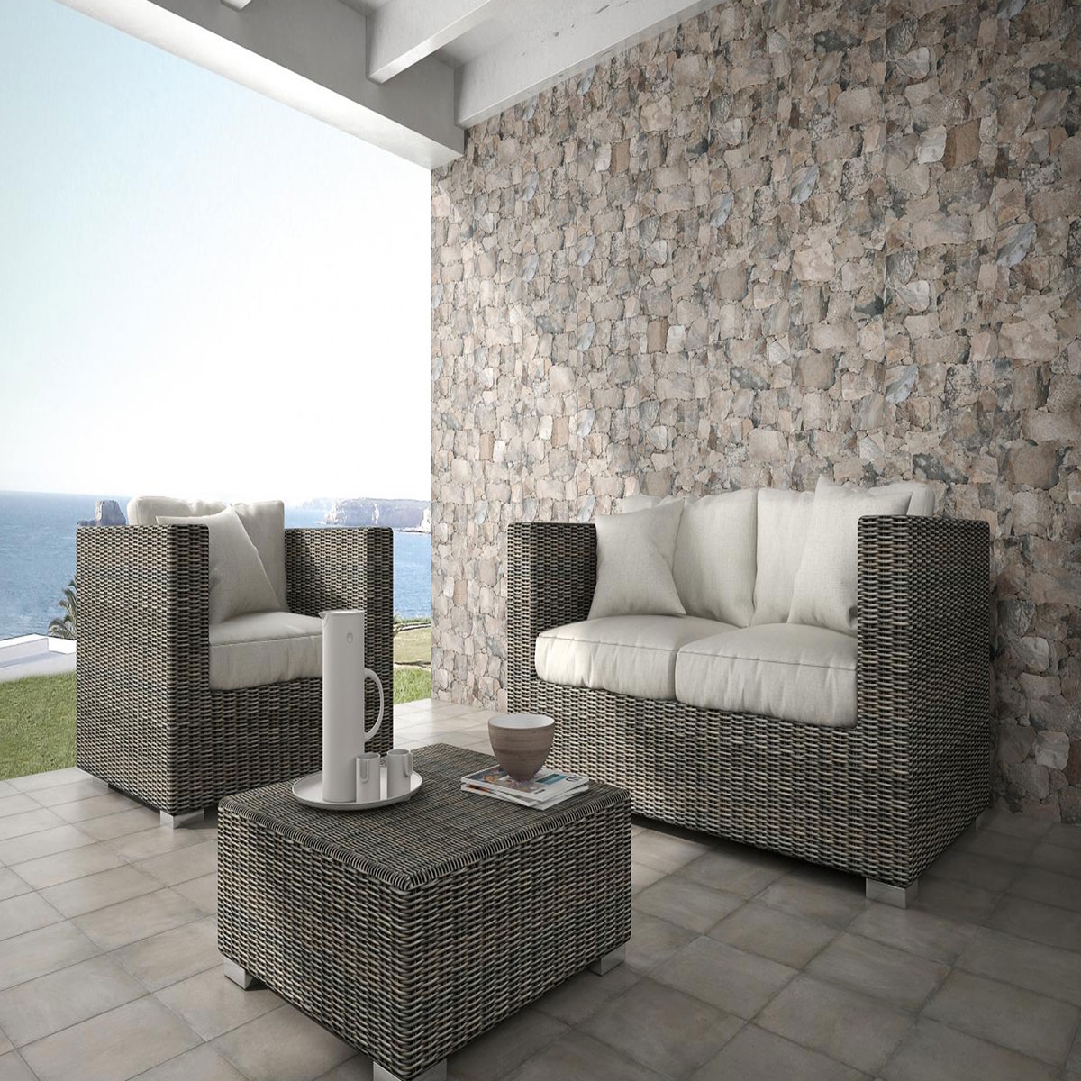 Exterior con revestimiento AT Britania Marengo 34x50