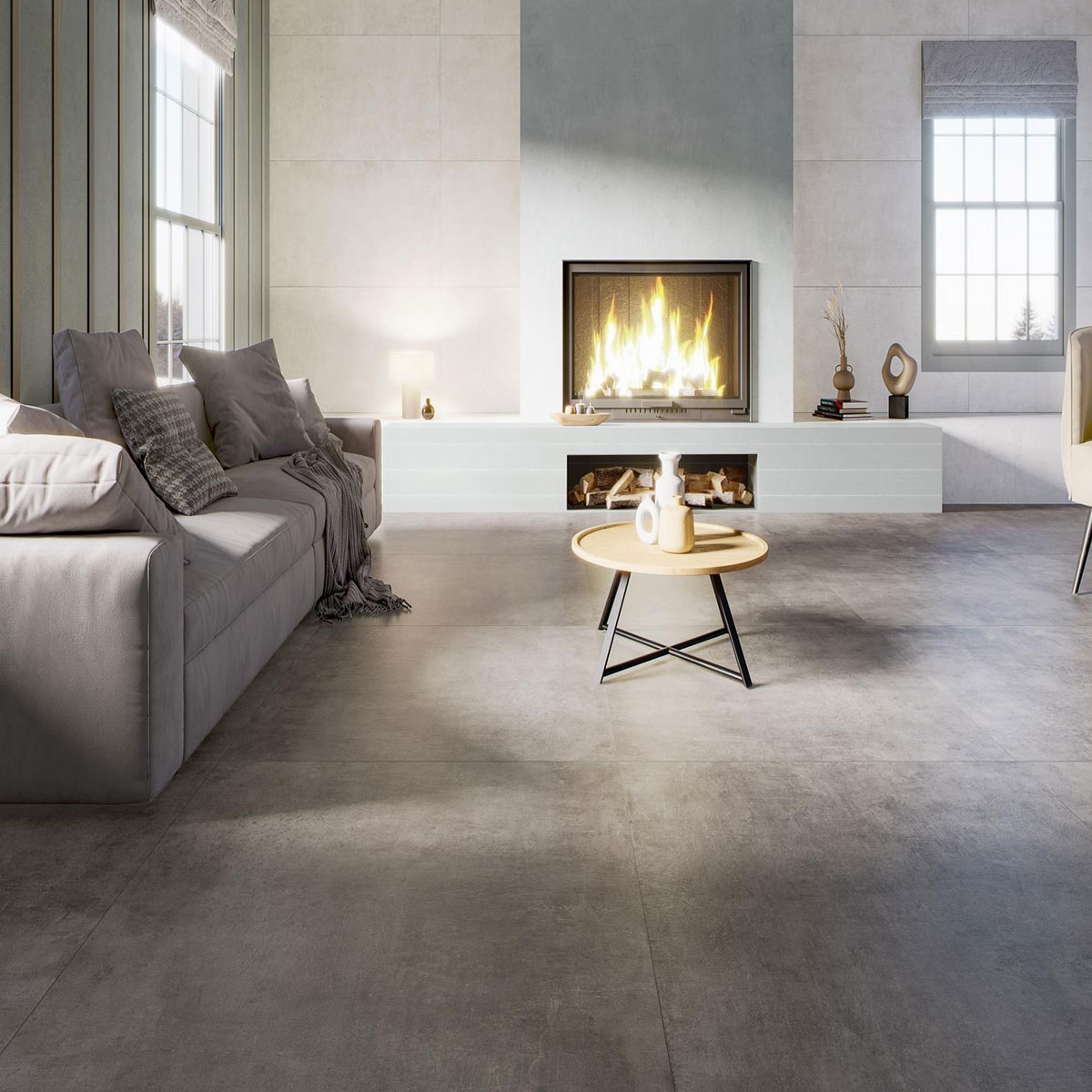 Intérieur avec sol Gris Béton 100x100