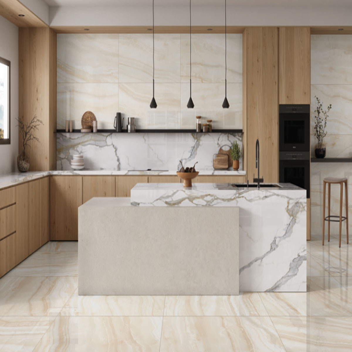 Cuisine avec revêtement Chroma Ivory 60x120