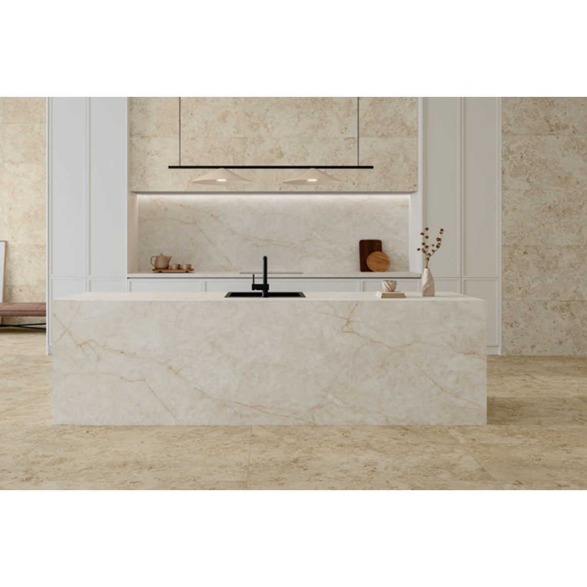 Cuisine avec revêtement crème Serena 60x120