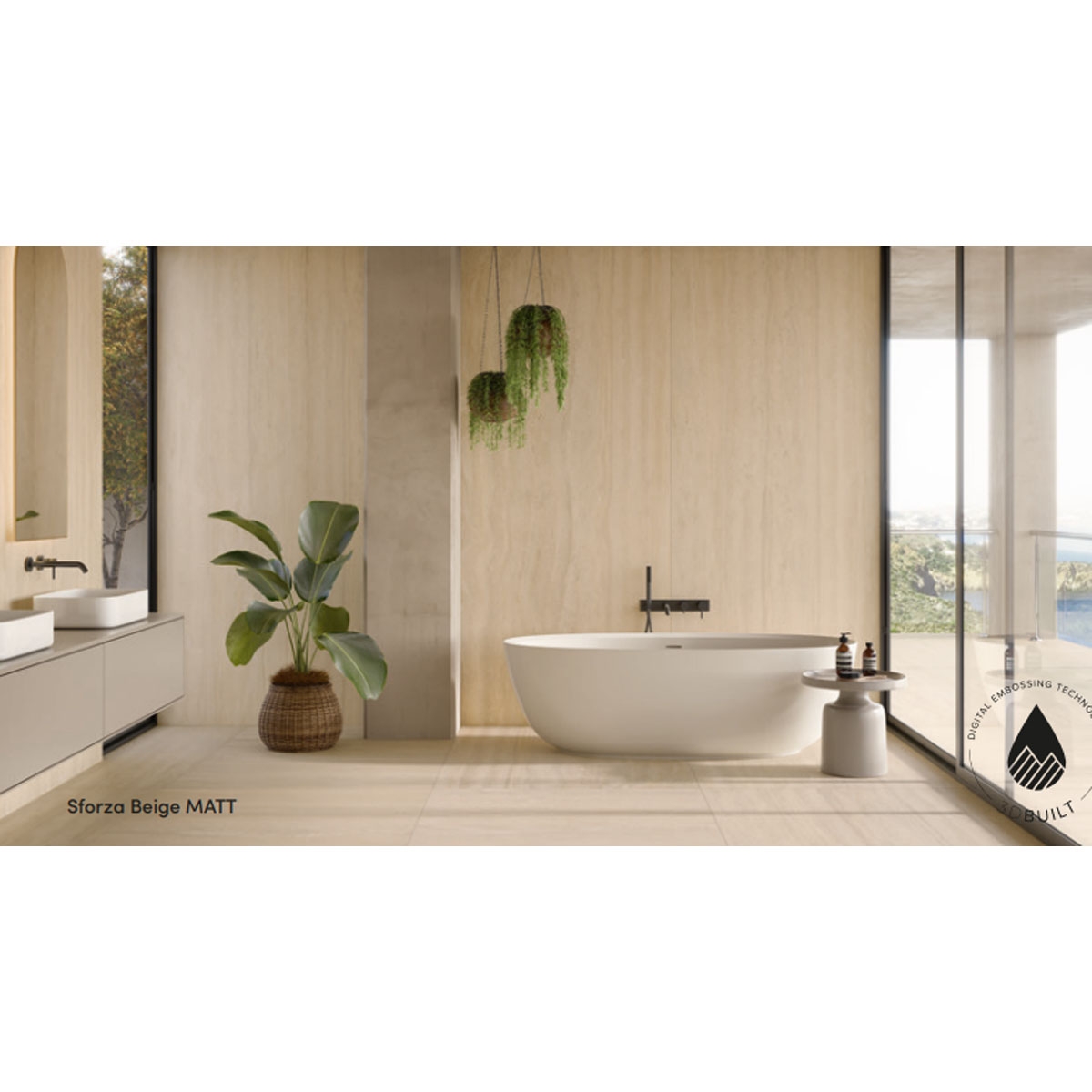 Salle de bain avec revêtement Beige Sforza 60x120