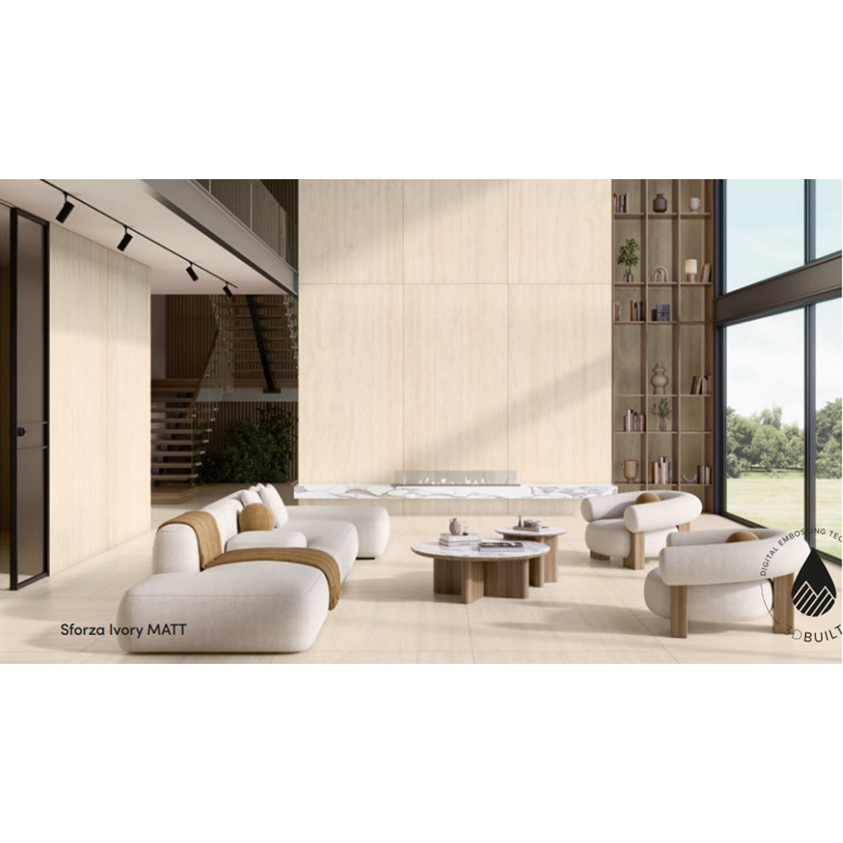 Sala con Revestimiento Sforza Ivory 60x120