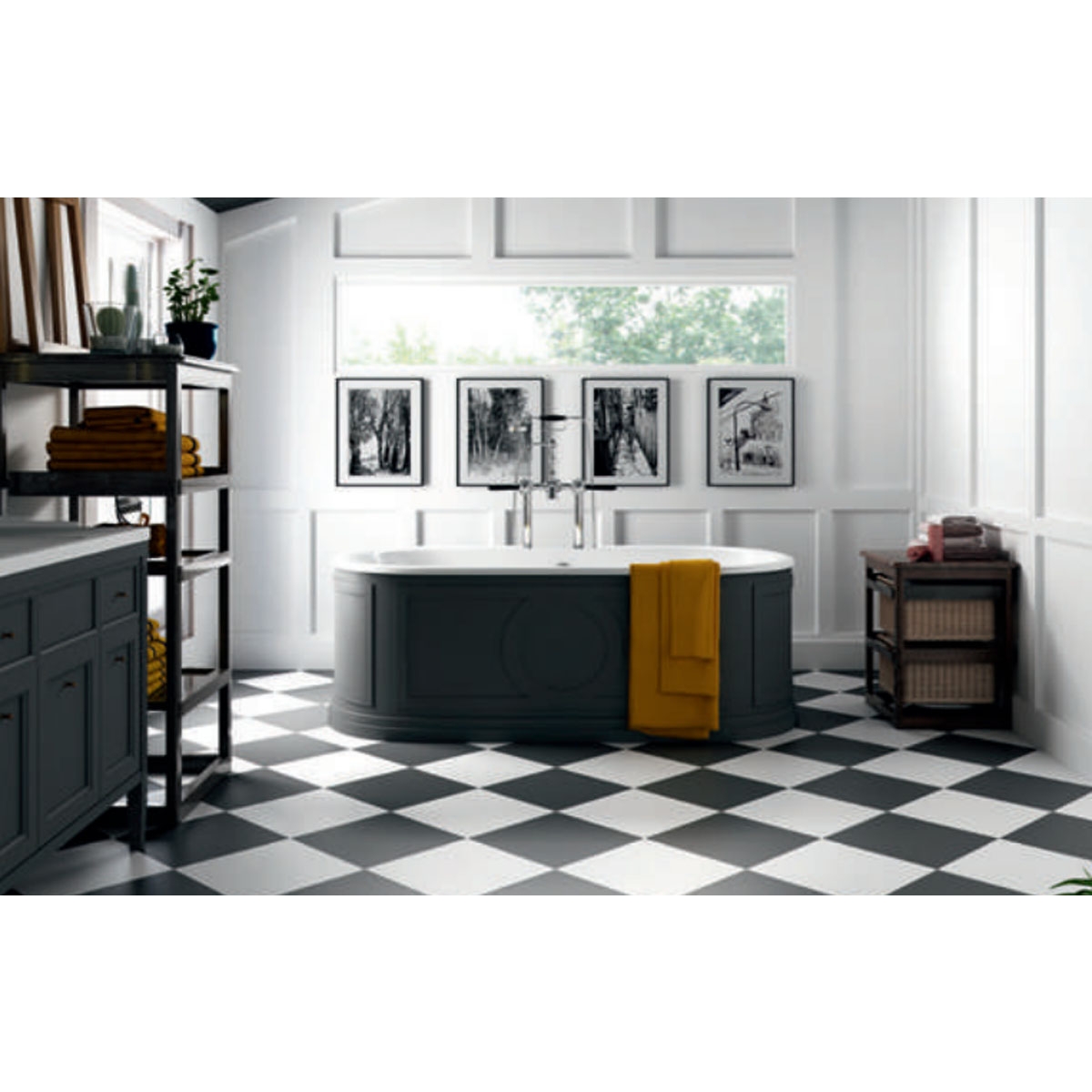 Baño con Pavimento Silk Negro 33.3x33.3