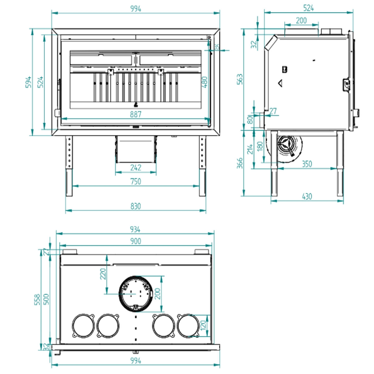 Dimensions Panoramic wood insert IZ-100 K