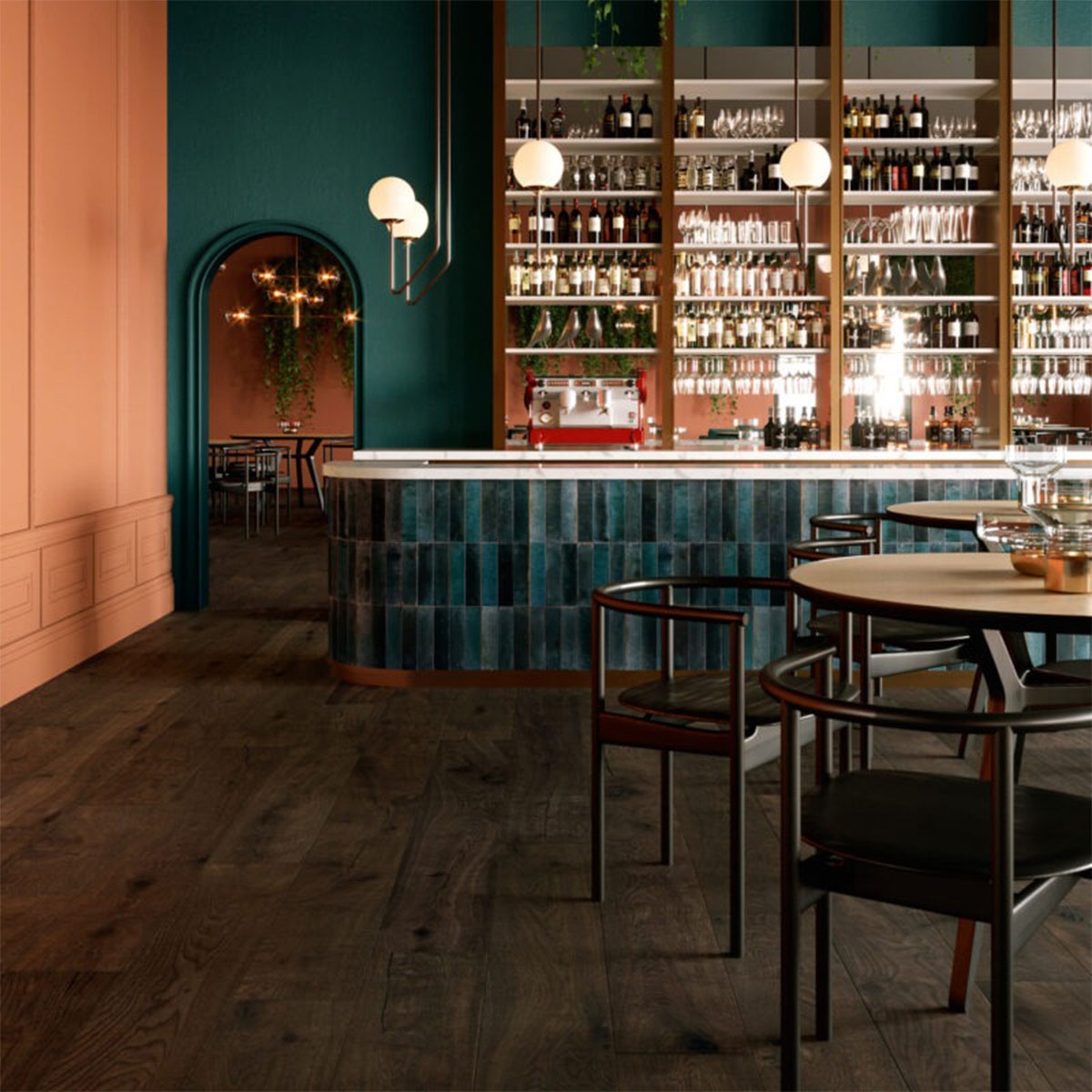 Interior con revestimiento Lume Blue Struttura 3D Swing Lux 6x24