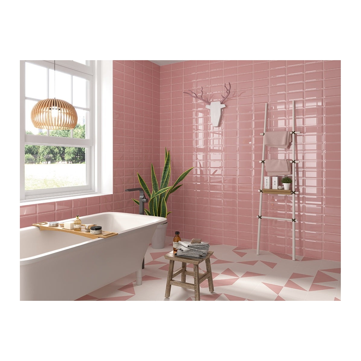 Bissel pink ceramic tiles 10x20 red paste single firing