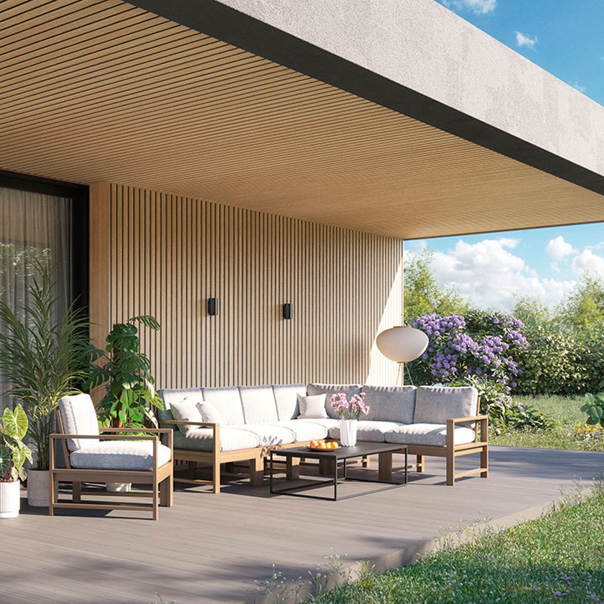 Exterior con revestimiento Panel Listonado Exterior Fronto Oak V-Black 295x25