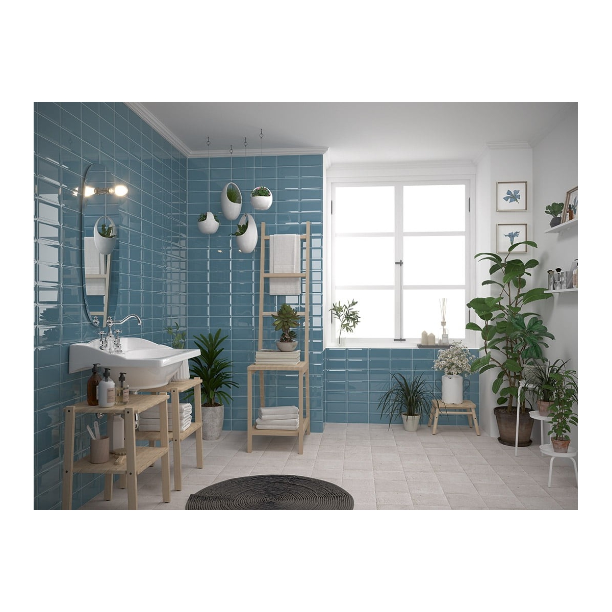 Revestimiento con pequeño formato Mainzu - Bissel Blu Grey brillo 10x20 cm (caja 1 m2)