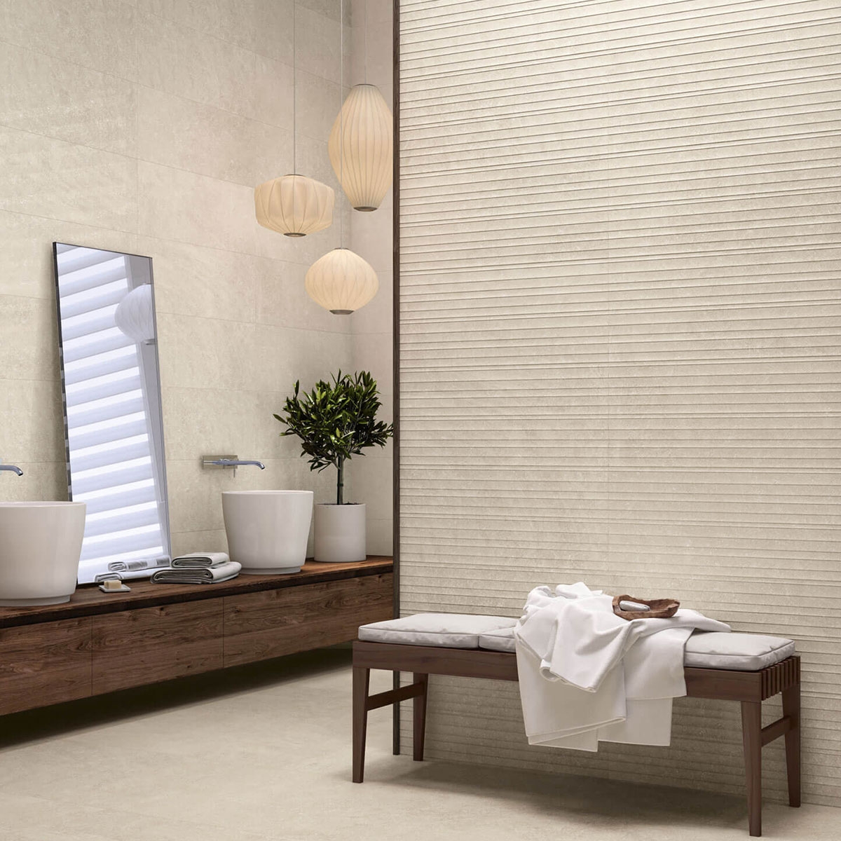 Baño con pavimento Amberes 5054 Sand 50x50