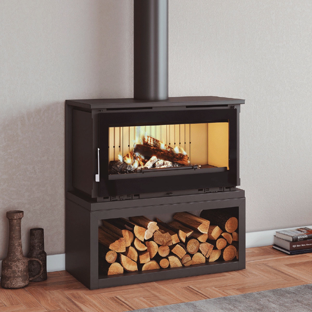 Vorderer Holzofen mit Holzhalter M-180 LK