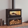 Poêle à bois frontal avec porte-bûches M-100 LK