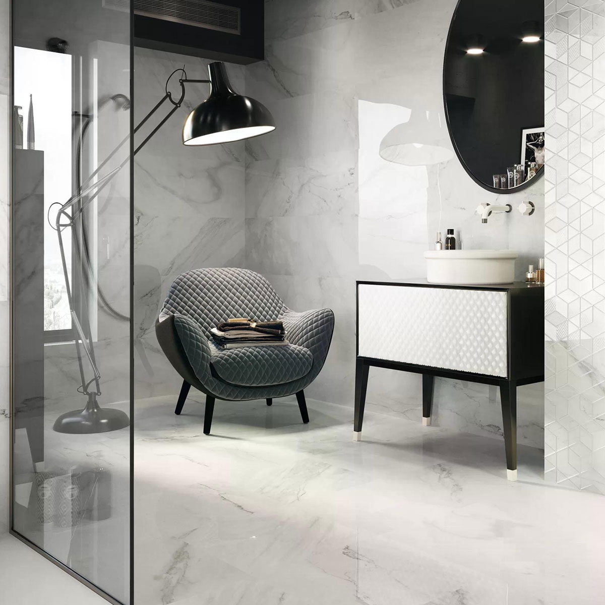 Badezimmer mit Duomo 1212 Weißbeschichtung 40x120