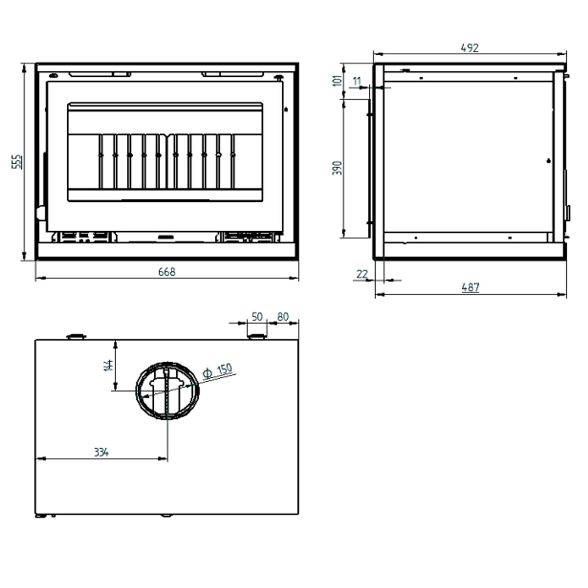 Messungen Holzofen zum Aufhängen mit Turbinen M-173 K