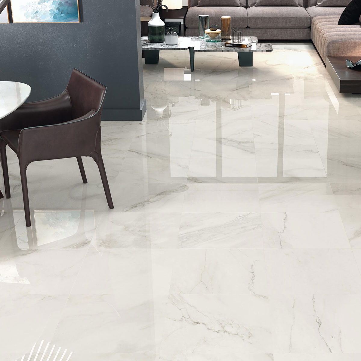 Interior con pavimento Duomo 1811 Blanco 98x98