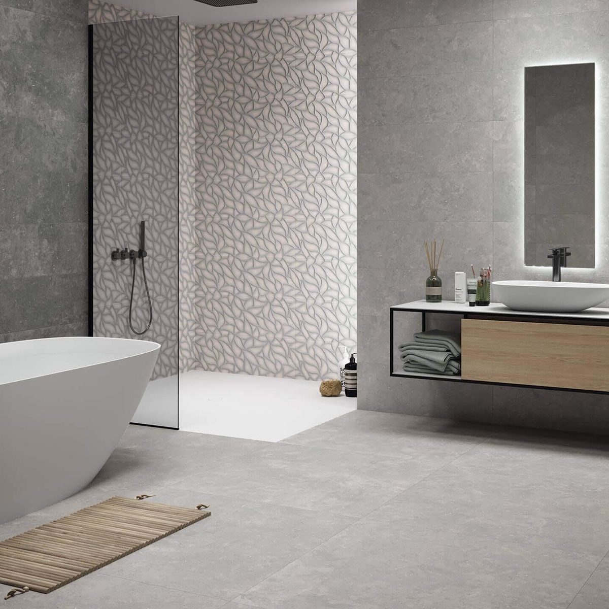 Salle de bain avec revêtement Elba 9541 Gris 30x90