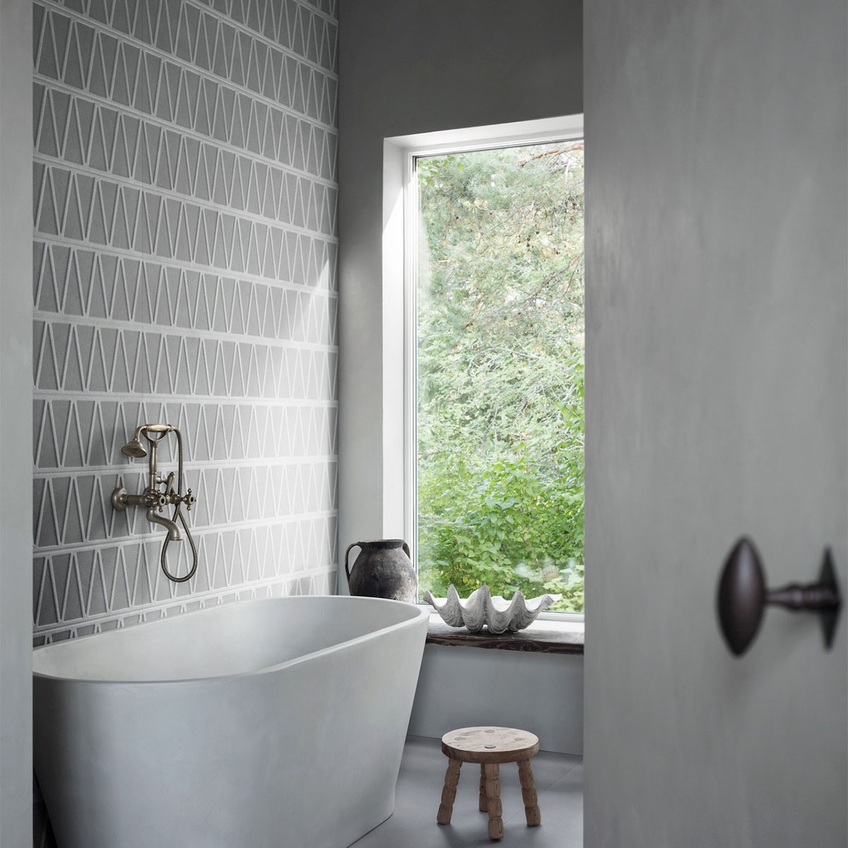 Interior com revestimento Slow Wall 3D Hay Chrome 40x120