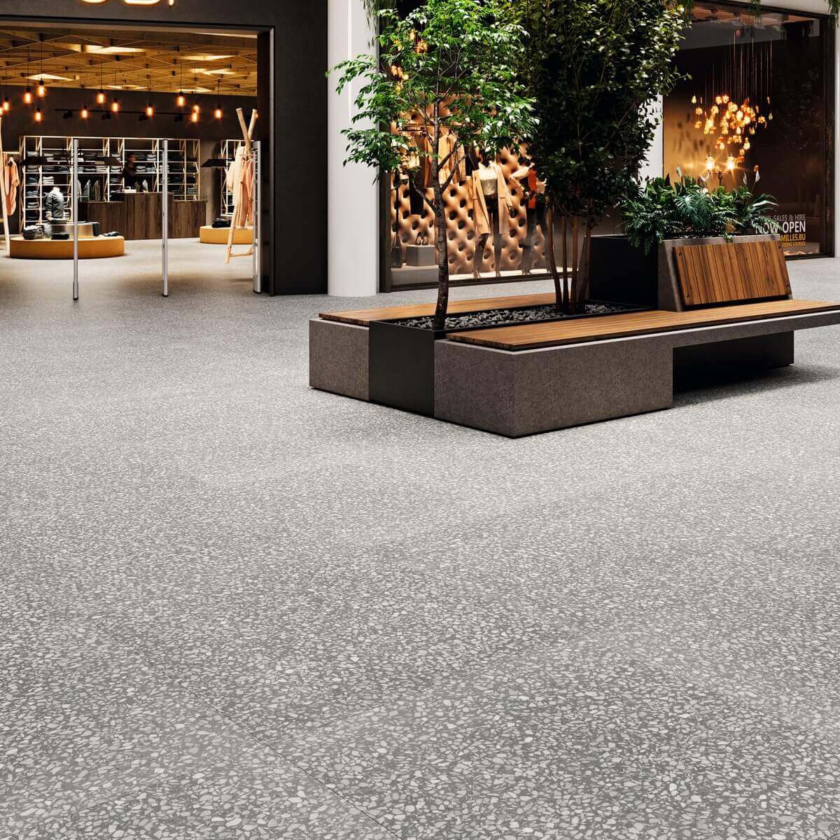 Exterior com pavimento antiderrapante Obi 1955 Ash 100x100