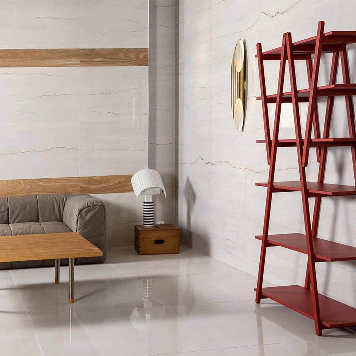 Interior com pavimento Notre Dame 1814 Branco 98x98