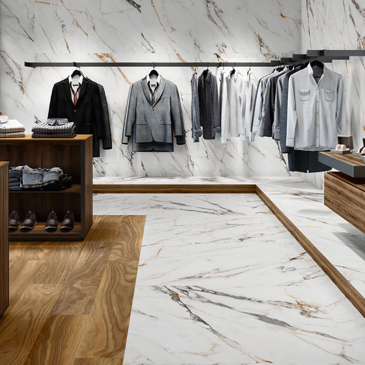 Room with flooring Firenze 1842 Calacatta Gold 100x100