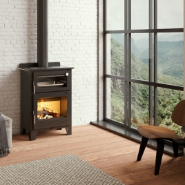 Front wood stove with oven and dish warmer M-107 C + Direct gift