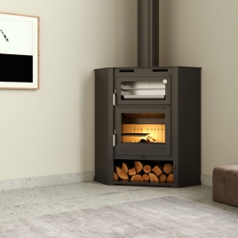 Front wood stove with oven and tangential fan M-107 RT + Direct gift