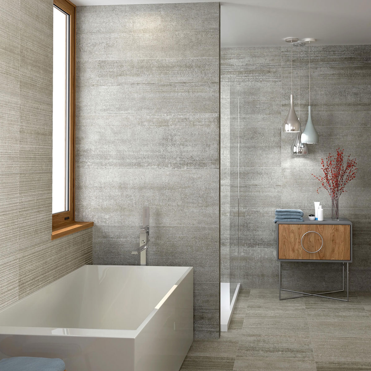 Badezimmer mit Gehweg Houston 5037 Ash 50x50