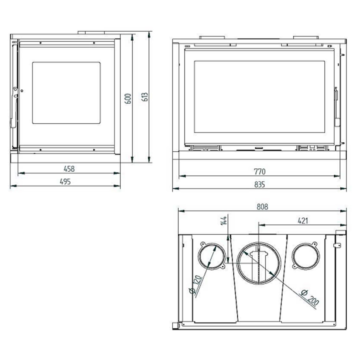 Measurements Firewood insert for corner IT-182 DFK