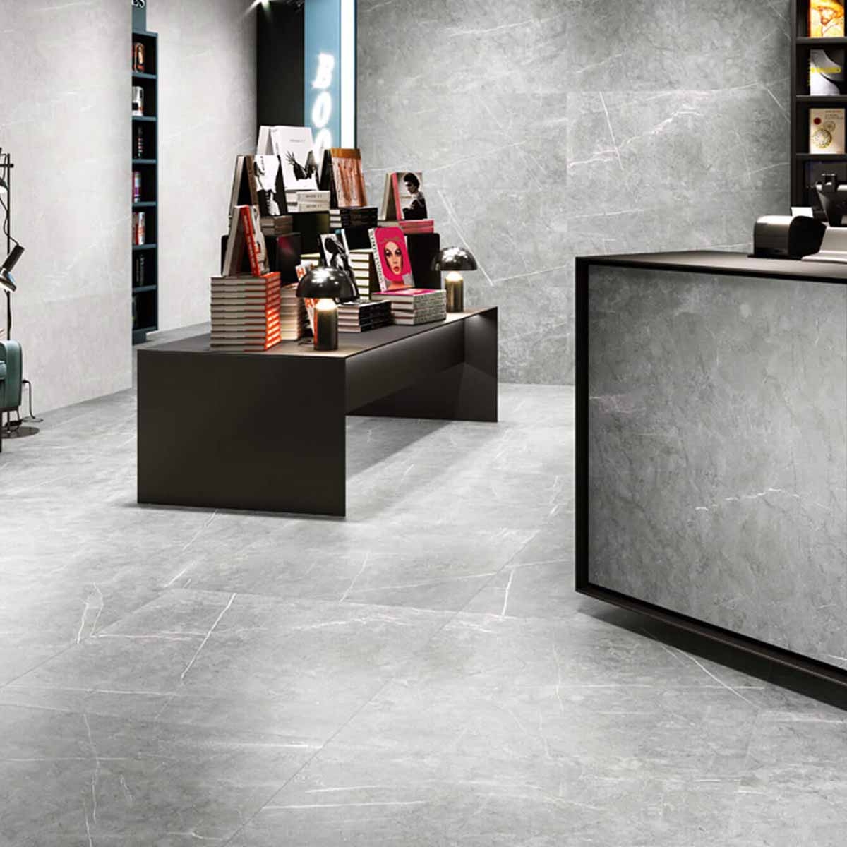 Interior com piso Lyon 1836 Marengo 100x100