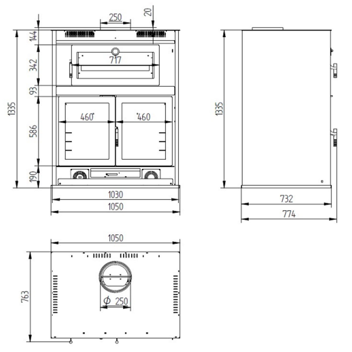 Mesures Barbecue avec four en acier inoxydable BHE-100 HP